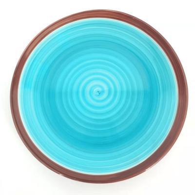 China Wholesale Cheap China Slate Round Dinner Plate Set Disposable Ceramic Flora Design Porcelain Dish Dinner Dish for sale