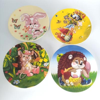 China Disposable Ceramic Cute Baby Cartoon Tableware Set Child Porcelain Dish Bamboo Set Disposable Eco-Friendly Gift for sale