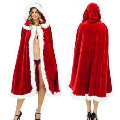 China Hot Sale Red European American Popular Christmas Dress Cape Cloak Santa Red Cape Prom Girls Christmas Dress Cloak Costumes for sale