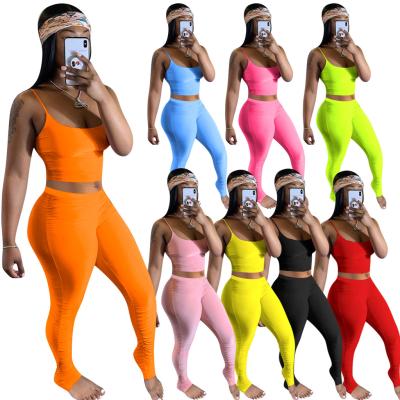 China 2021 Summer New Custom Print QUICK DRY Casual Women 2 Piece Suit Tops And Legging Fitness Stacked Jogging Stretch Overalls for sale