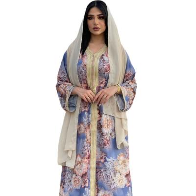 China Lady Anti-Static Abaya Muslim Women Sheath Long Islam High Quality Luxury Fancy Kaftan Floral Long Dress for sale