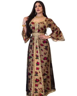 China Abaya Women Winter Long Sleeve Dubai Islamic Floral Clothing Turkey Anti-Static Arab Muslim Islamic Dress Clothing for sale