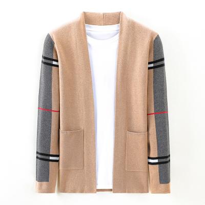 China Wholesale Custom Anti-pilling Mens Cardigan Sweater With Pockets Striped Sleeve For Men for sale