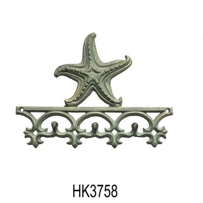 China Decorative Wall Mounted Head Rack Vintage Hangs Rustic Starfish Cast Iron Hook for sale