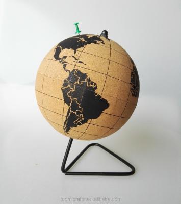 China Note board and small decoration cork globe with metal base triangle for sale