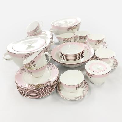 China Viable Longchang Tangshan 61 Pcs Bone China Dinner Set Ceramic Colorful Porcelain Dinnerware Sets for sale