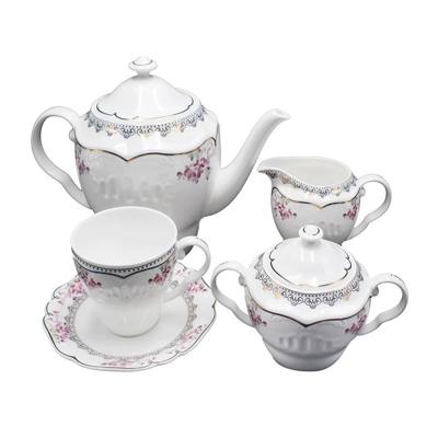 China Sustainable Manufacture Classic Tangshan Porcelain Bone China Luxury Ceramic Tea Set Coffee Sets for sale