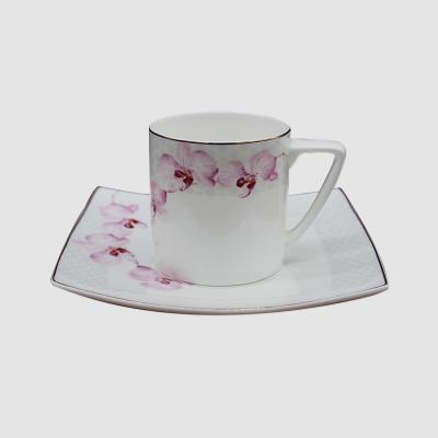 China Sustainable Use Porcelain Home Longchang Tangshan Bone China Ceramic Coffee 350cc Cup And Saucer for sale