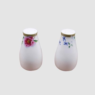 China Ceramic Salt and Pepper Shaker Set Unique Bone China Floral Spice and Pepper Shakers Viable Longchang Tangshan Porcelain Manufacture for sale