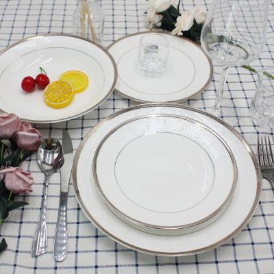 China Viable Elegant Porcelain Bone China Soup Dishes Dinner Dishes Sets With Gold Rim for sale