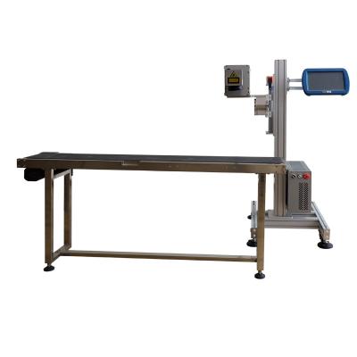 China Conveyor Belt Hot Sale PE HDPE PPR PVC HIFF Online Flying CO2 Laser Engraving Marking Machine With Production Line for sale