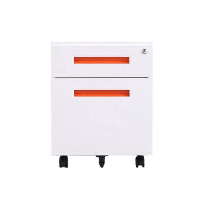 China Morden Small High Quality Steel Desk Two Drawer Locker Pedestal File Cabinet With Lock Table Side Movable Cabinet for sale