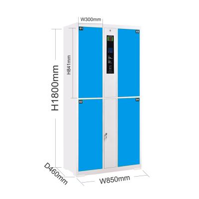 China Blue 4 Door High Quality Intelligent Fingerprint ID Student Dorm Sky Electronic Locker for sale