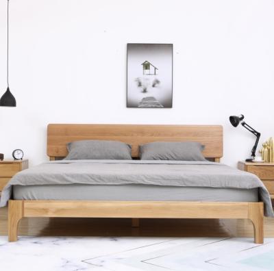 China Comfortable Simple Solid Wood Modern Bed White Oak 1.5M Bed for sale