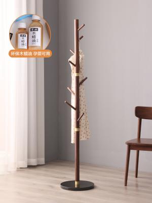 China Multi-function Home Single Solid Wooden Coat Rack Single Solid Wooden Hanger Floor Pole Door Hanger Bedroom Black Walnut Solid Wood for sale