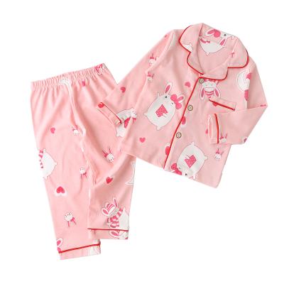 China Factory Cotton Wadding Casual Dropshipping Soft No Wrinkle Cute Pink Long Sleeve Winter Pajamas For Kids for sale