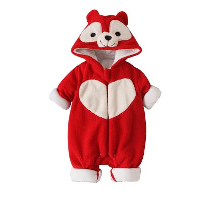 China Chinese Style Cute Cartoon Warm Flannel Cotton Red Winter Baby Clothes Newborn Winter Baby Clothing Set for sale