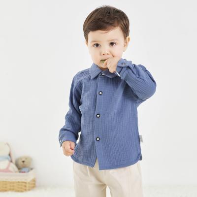 China OEM Service Breathable Hot Selling Drop Winter Factory Soft Cotton Creepe Long Sleeve Unisex Kids Shirts for sale