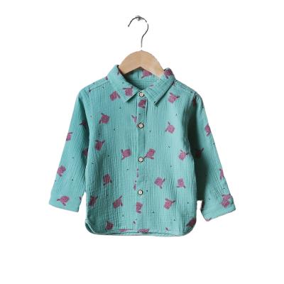 China OEM Service Experienced Drop Winter Factory Soft Cotton Creepe Breathable Long Sleeve Shirt Unisex Basic Kids for sale