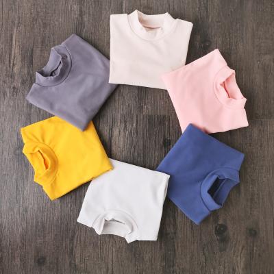 China 2021 Winter Solid Color T-shirt Children Body Warmth Kids Breathable T-shirt for sale