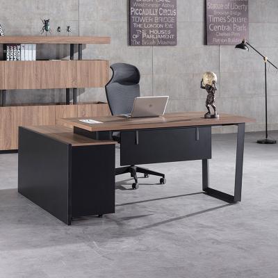 China Ergoup Modern L Shape Office Furniture Private Office Wood Veneer Modern Wood Executive Desk Top With Side Table for sale