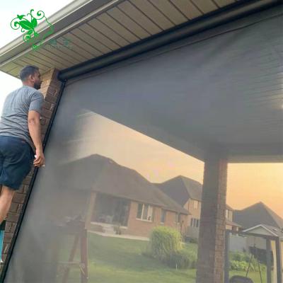 China MINGYU 2021 French Door Wholesale Customized Outdoor Windproof Roller Blinds With Remote Control Outdoor Windproof Rolling Curtain for sale