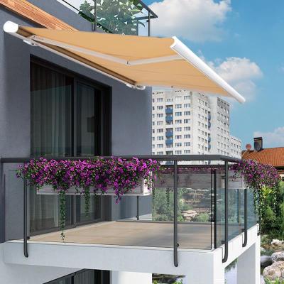 China Garden Customized Patio Electric Auminum Outdoor Retractable Balcony Remore Control Motorized Retractable Drop Awnings for sale