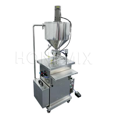 China Cosmetic Wax Filling Equipment Cream Jar Bottle Heated Filling Machine With Mixer for sale