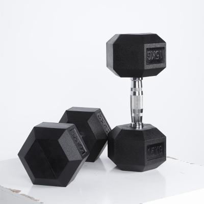 China Eco-Friendly/Durable/Safe/Comfortable Tellus Free Weights Set Home Gym Fitness Dumbbell Gym Power Training Equipment 20kg Round Black Rubber Hex Dumbbell Sets for sale