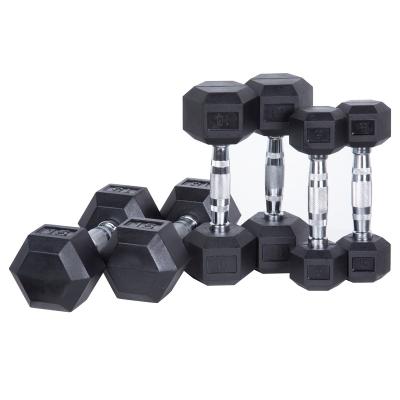 China Eco-friendly/Durable/Safe/TELLUS Rubber Wrapped Solid Gym Hex Weights Comfortable Wholesale Rubber Hex Dumbbells Dumbbells Set Color Hex Hex Men Dumbbell Set for sale