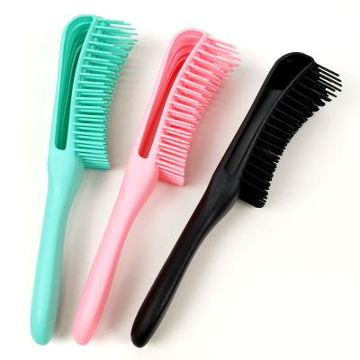 China Logo Pink Portable Afro Texture Custom Nondisposable Detangling Comb Plastic Detangling Wavy Non-Slip Curly Hair Brush For Natural Hair for sale