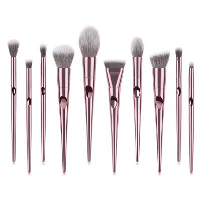 China Durable Makeup Brush Set Premium Face Eyeliner Blush Contour Base Color Metal Handle Cosmetic Aluminum Metallic Makeup Brush Set for sale