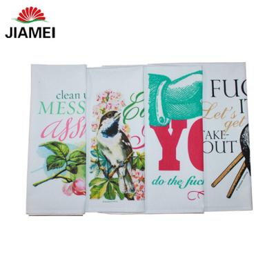 China Sustainable Wholesale Custom Design 100% Cotton Printed Kitchen Tea Towel for sale