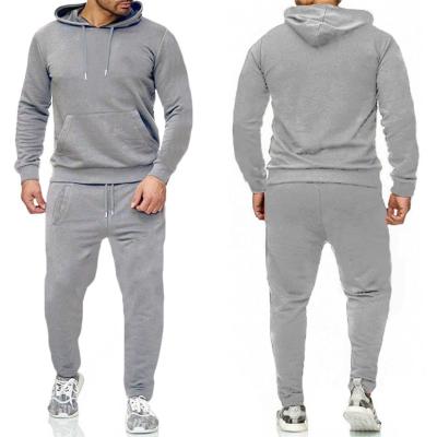 China Wholesale Breathable Sport Wear Clothing Tops Selling Gray Color Two Piece Mens Sports Tracksuit for sale