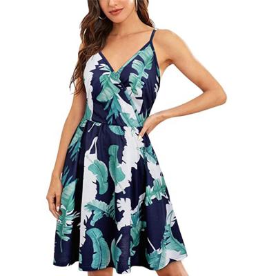 China New Stylish Breathable Summer Spaghetti Strap Print Dress For Club Party for sale