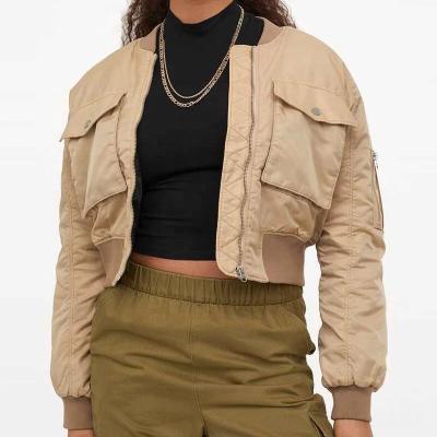 China 2021 new Anti-wrinkle fashion winter outwear plus size women solid zipper bomber jackets for sale