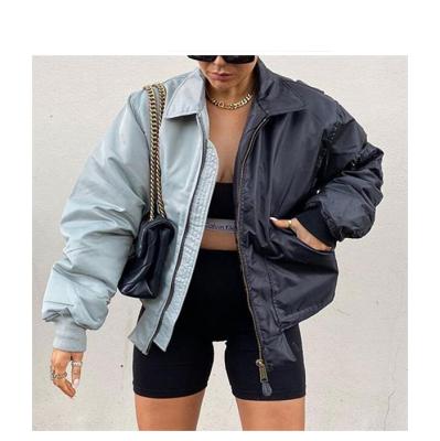 China High Quality Anti-wrinkle Streetwear Fashion Color Block Zipper Oversized Jackets For Women for sale