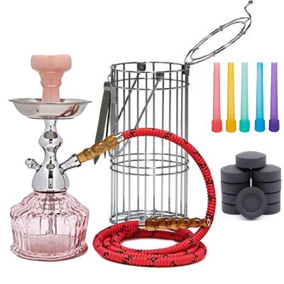 China Portable Pink Cage Maya Mya Hookah Shisha Hookah In de tabaco de lavoo Wholesale Iron Metal Cage Hookah Bottle Glass for sale