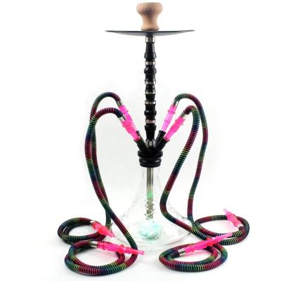 China Complete Bar Hookah Accessories Aluminum Alloy Hookah LED Lamp Arabic Four Person Hose Stainless Steel Set for sale