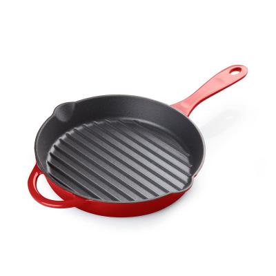 China General Use for Wholesale Pan Round Cast Iron Enamel Frying Pan Gas Cast Iron Camping Griddle Grill and Induction Cooker for sale