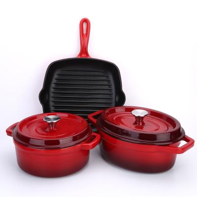 China Dutch Oven Pots And Pans Stick Cast Iron Set Non Viable Cast Iron Cookware Cookware Set for sale