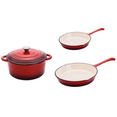 China Non Sustainable Enamel Cast Iron Cookware Set Stick Casserole Set Cookware Cooking Pots for sale