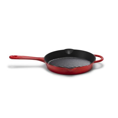 China General Use For Gas And Induction Cooker OEM Service Colors Custom Nonstick Cast Iron Frying Pan Enamel Grill Pan Bbq Pan for sale