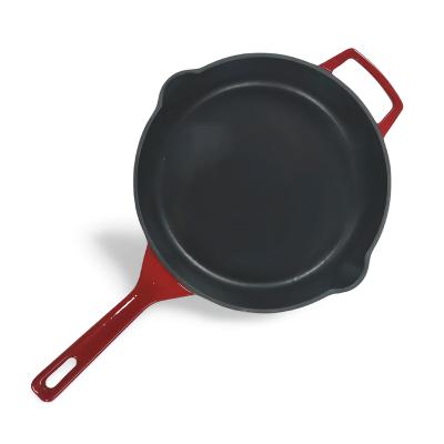 China Commercial Viable New Style And Colorful Wholesale Souce Pan Non Stick Frying Pan Glaze Cast Iron Pan Frying Skillet for sale