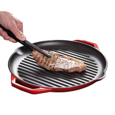 China 2021 Home Kitchen Hot Selling High Quality Cast Iron Striped Frying Pan Pan Round Cast Iron Grill for sale