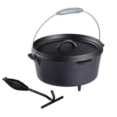 China Outdoor Camping Hanging Oven Cast Iron Dutch Viable Campfire Riser Handle Set 3 Cast Iron Leg Pots for sale