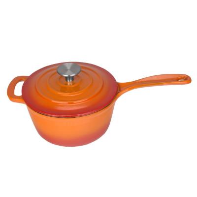 China Sustainable High Quality Round Enamel Cast Pan With Two Handle for sale