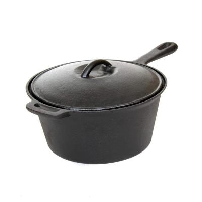 China Viable Pre-Seasoned Sauce Pan With Lid Vegetable Oil Coating Cast Iron Soup Pot for sale