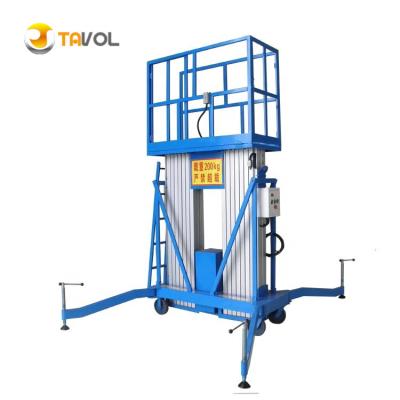 China Widely 4m 6m 8m 10m 12m Aluminum Alloy Double Masts Aerial Work Lifting Platform for sale