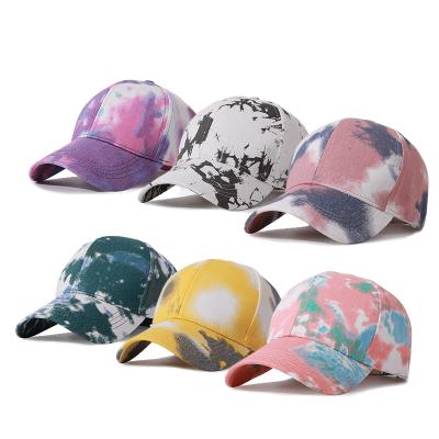 China COMMON tie dye ponytail baseball cap women hat outdoor sun hats tie dye solid color baseball cap ponytail hat cotton bone baseball cap for sale